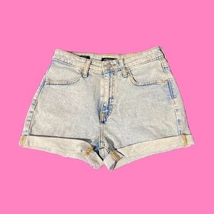 High Rise Light Wash Denim Shorts